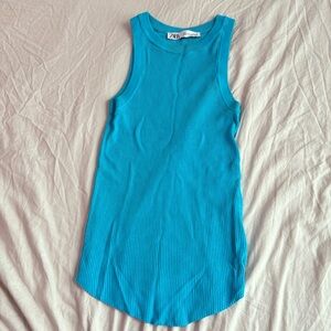 Zara bright blue ribbed tank